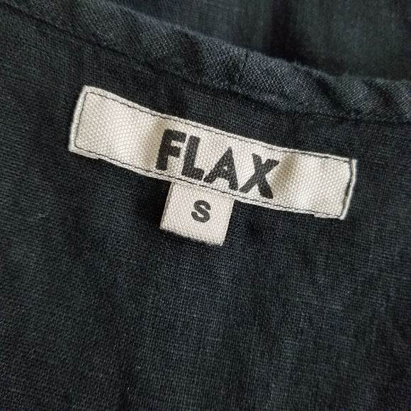 FLAX Black Linen Sleeveless Tunic Top Womens Sz S Pintuck Hem A-Line Langenlook - Picture 6 of 9